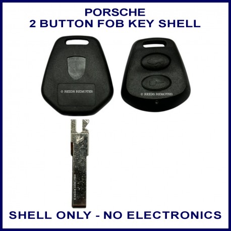 	Image shows an external view of both the front and back sections of this Porsche key shell