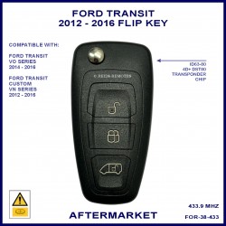 Ford Transit Custom 2012 - 2016 3 button ID63 chip flip key