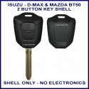 Isuzu D-Max series 3 2019 onward replacement 2 button remote key casing