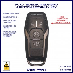 Ford Mustang 4 button smart proximity remote key