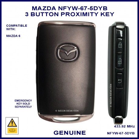 Mazda 3 & 6 2020 onward genuine 3 button proximity key NFYW-67-5-DYB