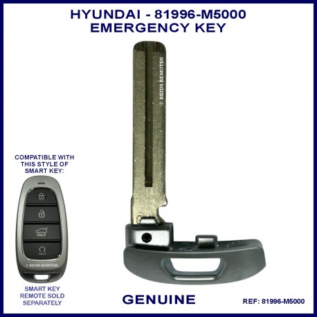 Hyundai 81996-M5000 replacement emergency key blade for smart proximity key