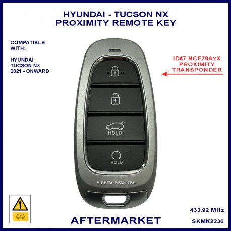 Hyundai Tucson NX 2021 on aftermarket 95440-N9032 4 button proximity key