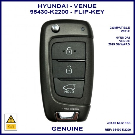 Hyundai Venue 2019 onward genuine 3 button flip key 95440-K2200