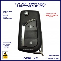 Toyota Yaris 2020 on 2 button flip key with variable remote frequency