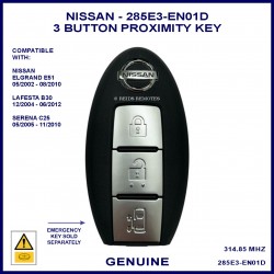 Nissan Elgrand E51 & Serena C25 Japanese import - 3 button genuine proximity remote