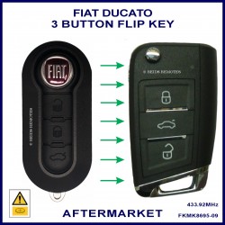 Fiat Ducato 2010 onward compatible 3 button flip key FKMK8695