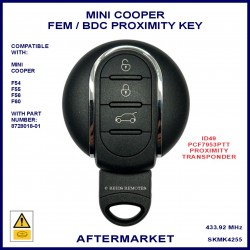 Mini Cooper 2014 - 2018 F54 F55 F56 F57 F60 3 button proximity smart remote