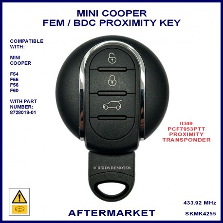 Mini Cooper 2014 - 2018 F54 F55 F56 F57 F60 3 button proximity smart remote