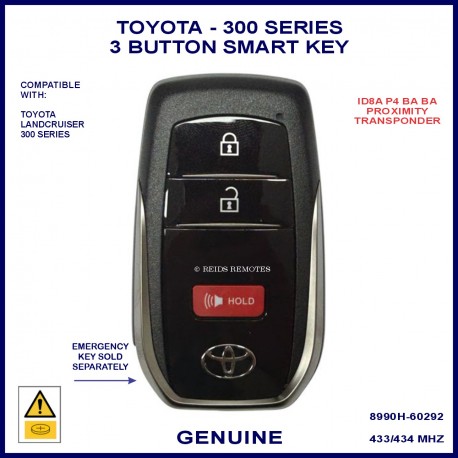 Toyota 300 series 2023 on 8990H-60292 3 button smart proximity key