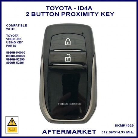 Toyota 8990H-52390 compatible 2 button ID4A smart key