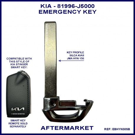 Kia Stinger aftermarket emergency key blade 81996-J5000 suits proximity remote