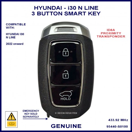 Hyundai I30 N-LINE 2022 onward genuine 95440-S0100 3 button proximity key