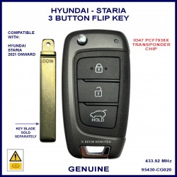 Hyundai Staria 2021 onward genuine 3 button flip key 95440-CG020