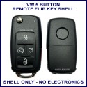 VW Caravelle Transporter &Multivan aftermarket 5 button flip key shell replacement