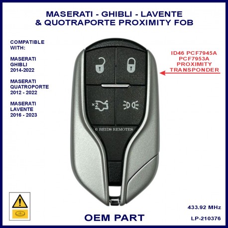 Maserati Ghibli Lavente & Quattroporte 2012 - 2023 OEM proximity remote key