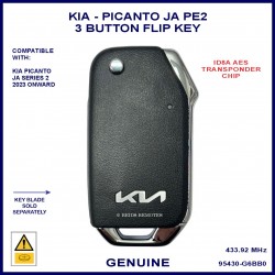Kia Picanto 2023 onward genuine 3 button flip key 95430-G6BB0