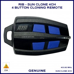 RIB Sun Clone black gate remote with 4 blue buttons