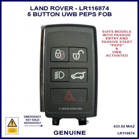 Land Rover LR116874 smart 5 button UWB proximity remote