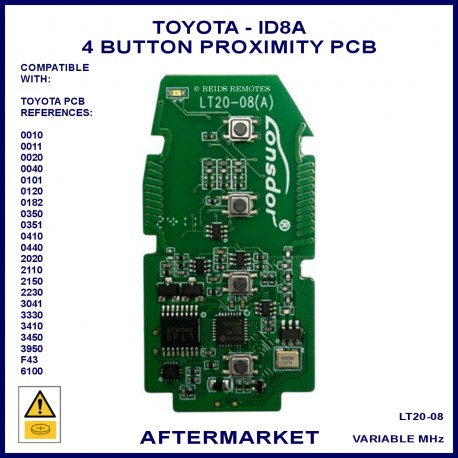 Toyota proximity key circuit board ID8A H-Chip suits many PCB references