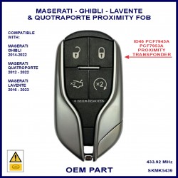 Maserati Ghibli Lavente & Quattroporte 2012 - 2023 OEM proximity remote key