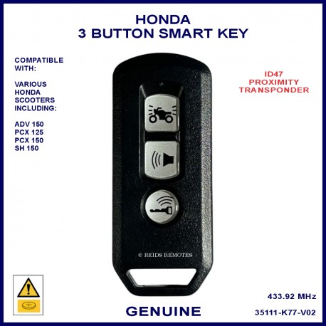 Honda ADX PCX & SH 53K-2A010-0000 3 button proximity fob