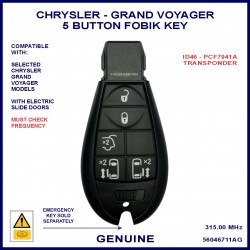 Chrysler Grand Voyager 5 button 315MHz fobik remote twist key