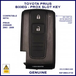 Toyota Prius 2003 - 2009 2 button Tokai Rika MDL B33EG remote slot key 89904-47020