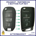 Peugeot Partner 2018 onward 3 button HUF8435 ID4A flip key