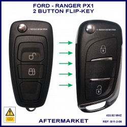 Image shows a genuine Ford Ranger flip key on the left and this aftermarket flip key on the right