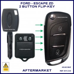 Image shows a genuine Ford Escape ZD remote and key on the left and this flip key on the right