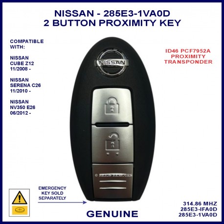Nissan Cube 3rd gen 2009 - 2018 Japanese Import 2 button smart key