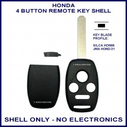 Honda 4 button key shell only - NO transponder slot