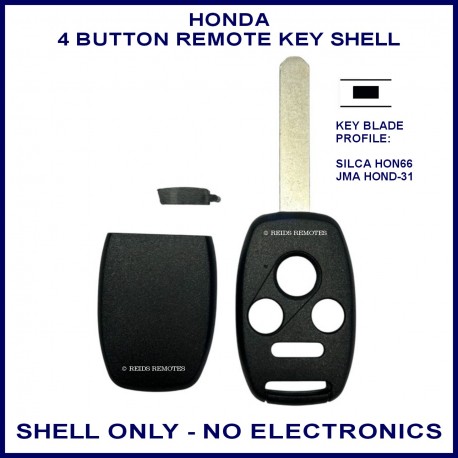 Honda 4 button key shell only - NO transponder slot