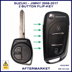 Size comparrison between an original Suzuki Jimny remote key and this aftermarket flip key