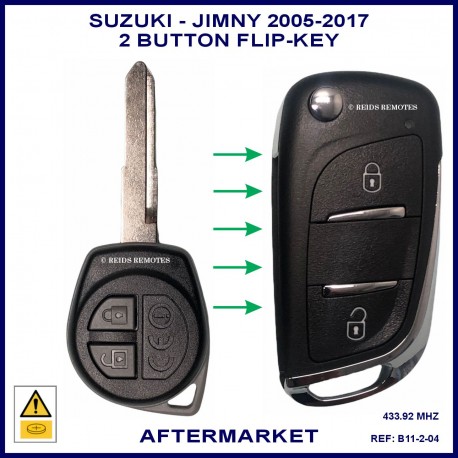 Size comparrison between an original Suzuki Jimny remote key and this aftermarket flip key