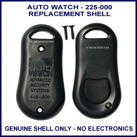 Image shows the outside of the front & back sections of this replacement Auto-Watch 225-000 remote shell