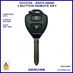Toyota Corolla 2007-2009 & Hiace 2005-2007 2 button 89070-28850 genuine remote key