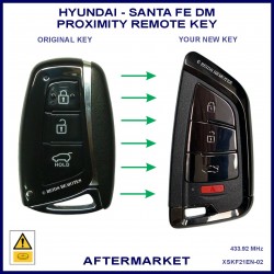 	Image shows the front of a genuine key on the left and this aftermarket key on the right