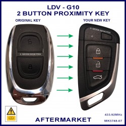 Image shows the front of a genuine fob on the left and this aftermarket fob on the right