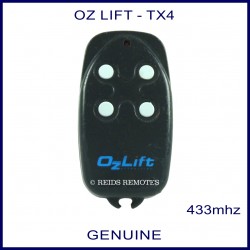OzLift black TX4 garage remote with 4 small round white buttons