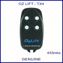OzLift black TX4 garage remote with 4 white buttons