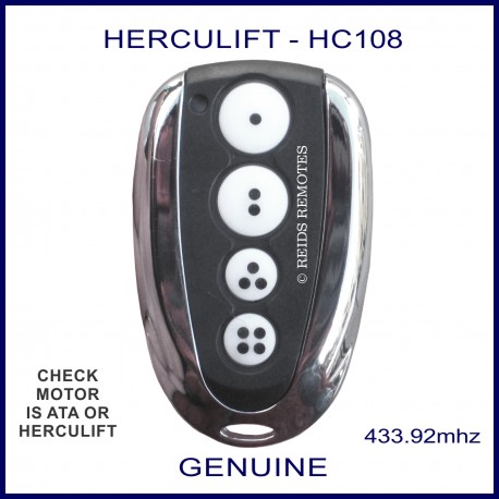 HERCULIFT HC108 Black & chrome 4 button garage remote