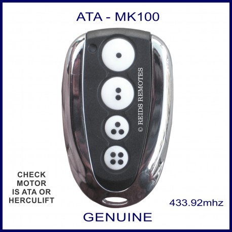 ATA MK100 - chrome & black garage remote - 4 white buttons