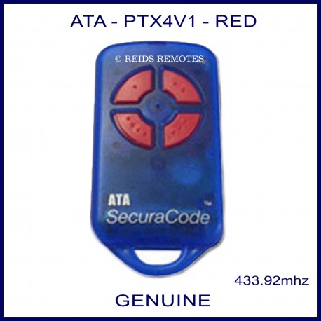 ATA PTX4V1 - blue garage door remote - 4 red buttons