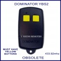 Dominator YBS2 black garage door remote control with 2 yellow buttons