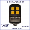 Dominator YBS4 black garage door remote control with 4 yellow buttons