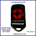 Dominator black garage door remote control with 4 red buttons