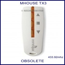 Mhouse TX3 genuine light grey gate remote control with 3 orange buttons