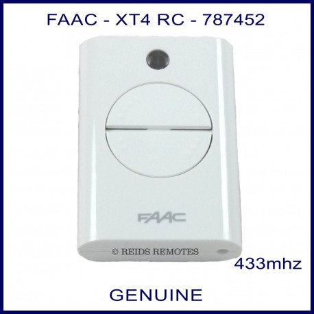 FAAC XT4 433 RC 787452 white 4 button gate remote